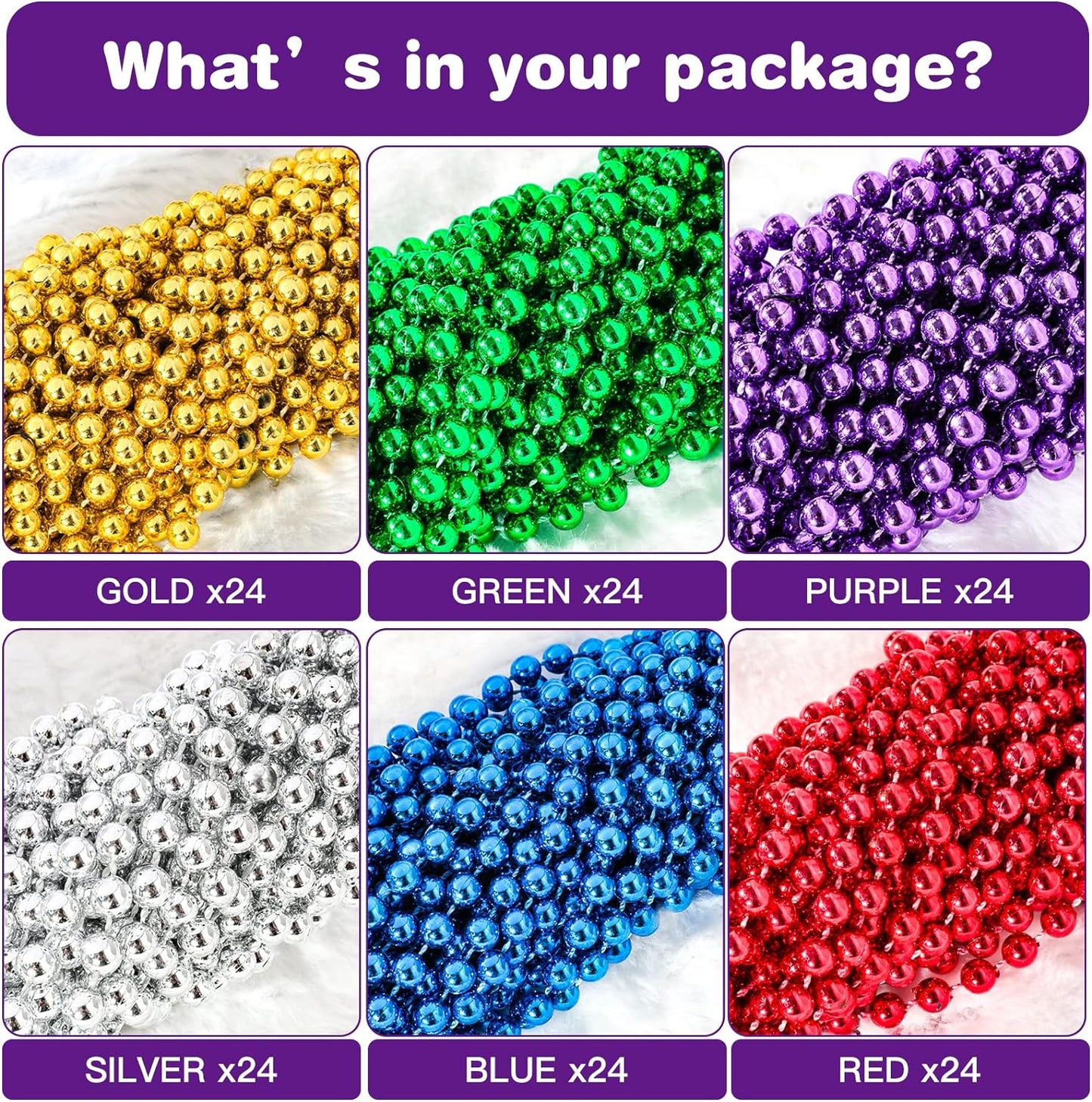 144 Pcs Mardi Gras Beads Pack